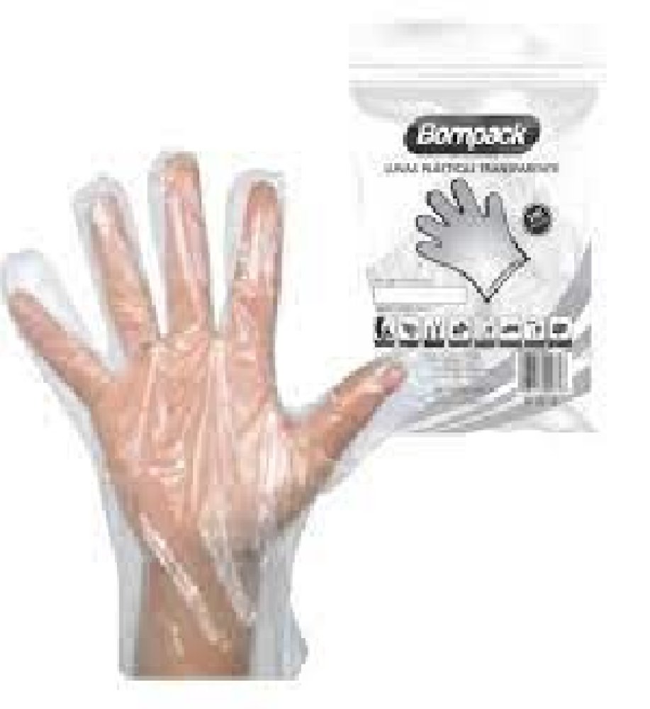LUVA PLASTICA BOMPACK C/100