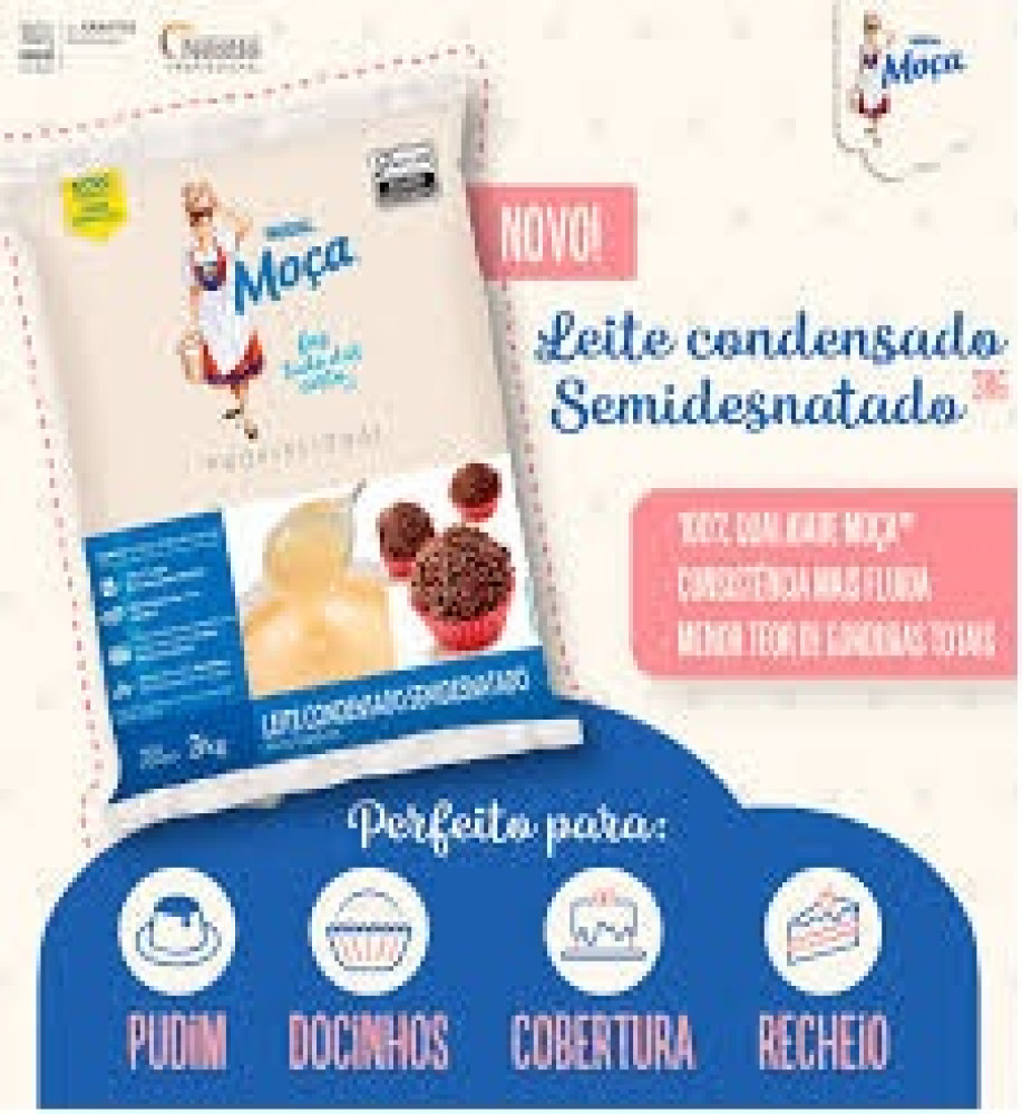 LEITE CONDENSADO SEMIDESNATADO MOÇA 3KG