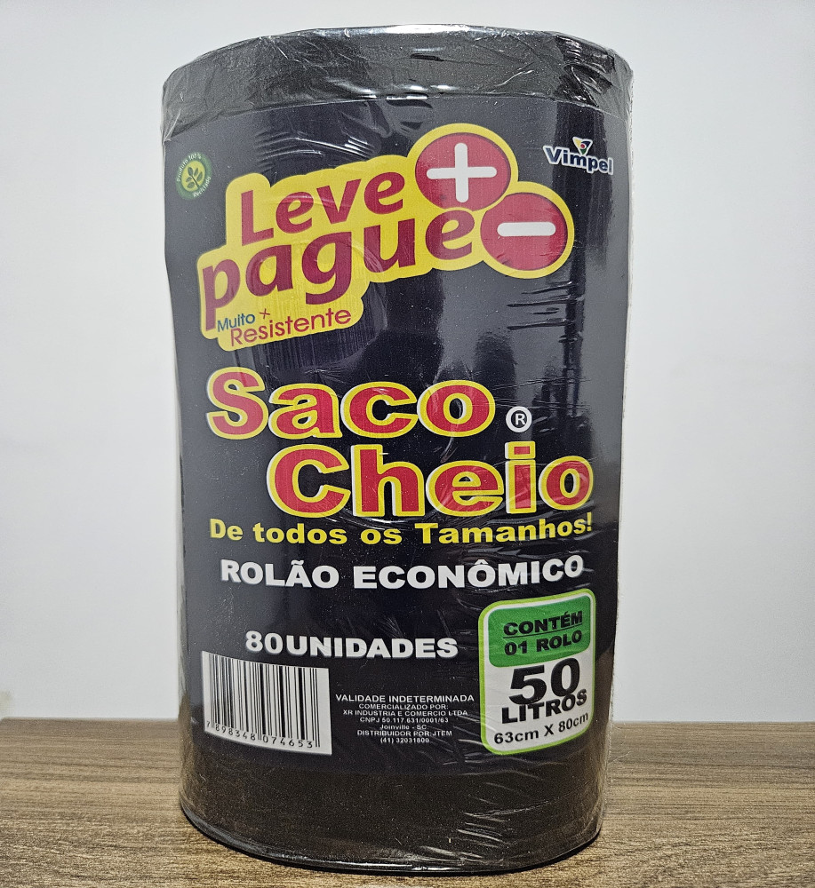 SACO DE LIXO SACO CHEIO 50L C/80