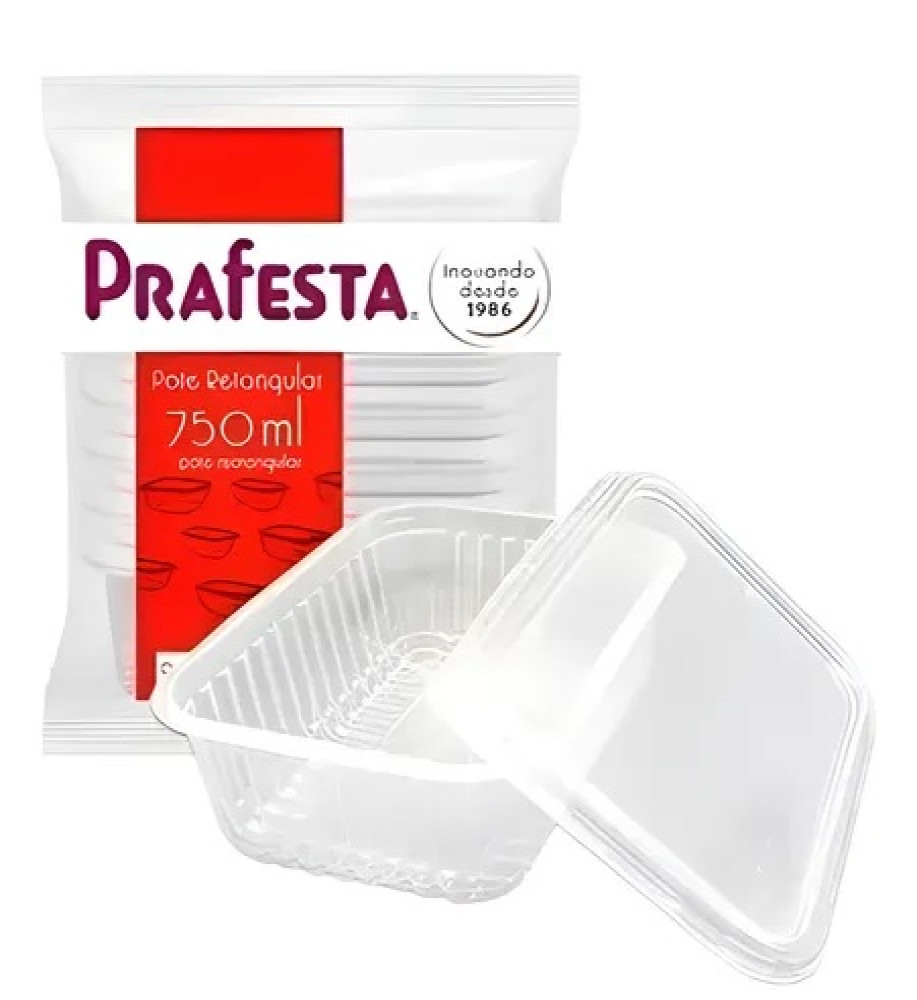 POTE RETANGULAR C/TAMPA 750ML 24UN PRAFESTA