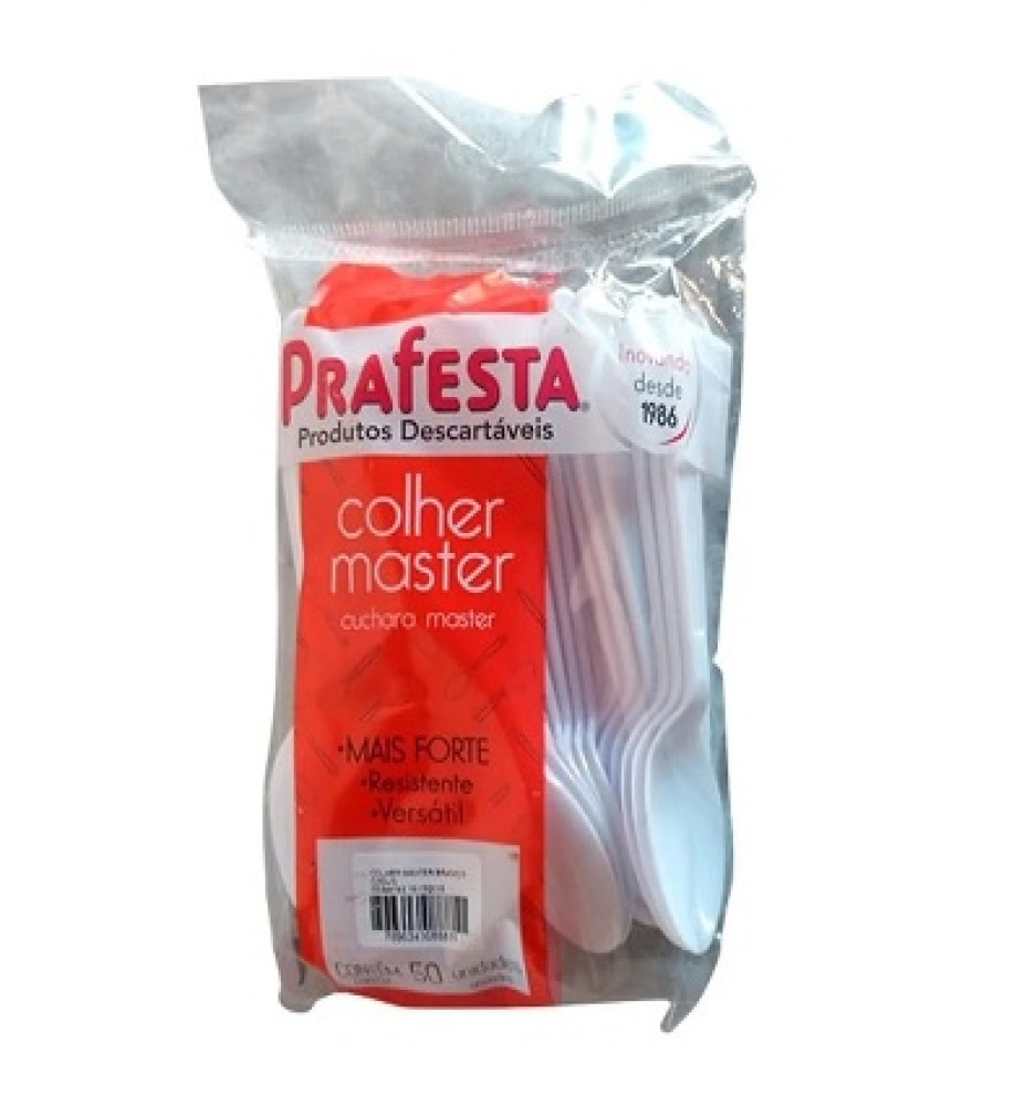 COLHER MASTER BRANCA PRAFESTA C/50