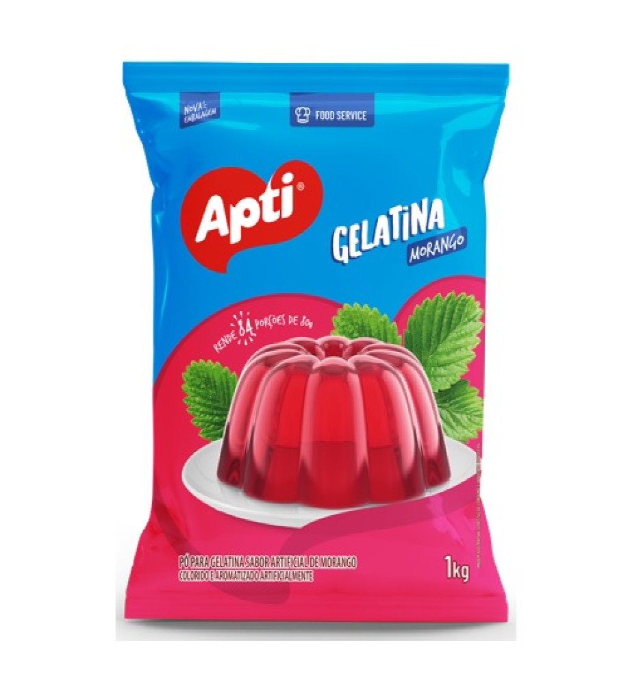 GELATINA EM PÓ MORANGO APTI 1KG