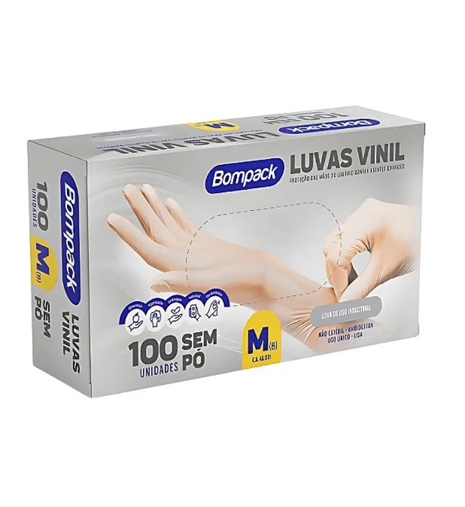 LUVA NITRILICA BOMPACK M C/100