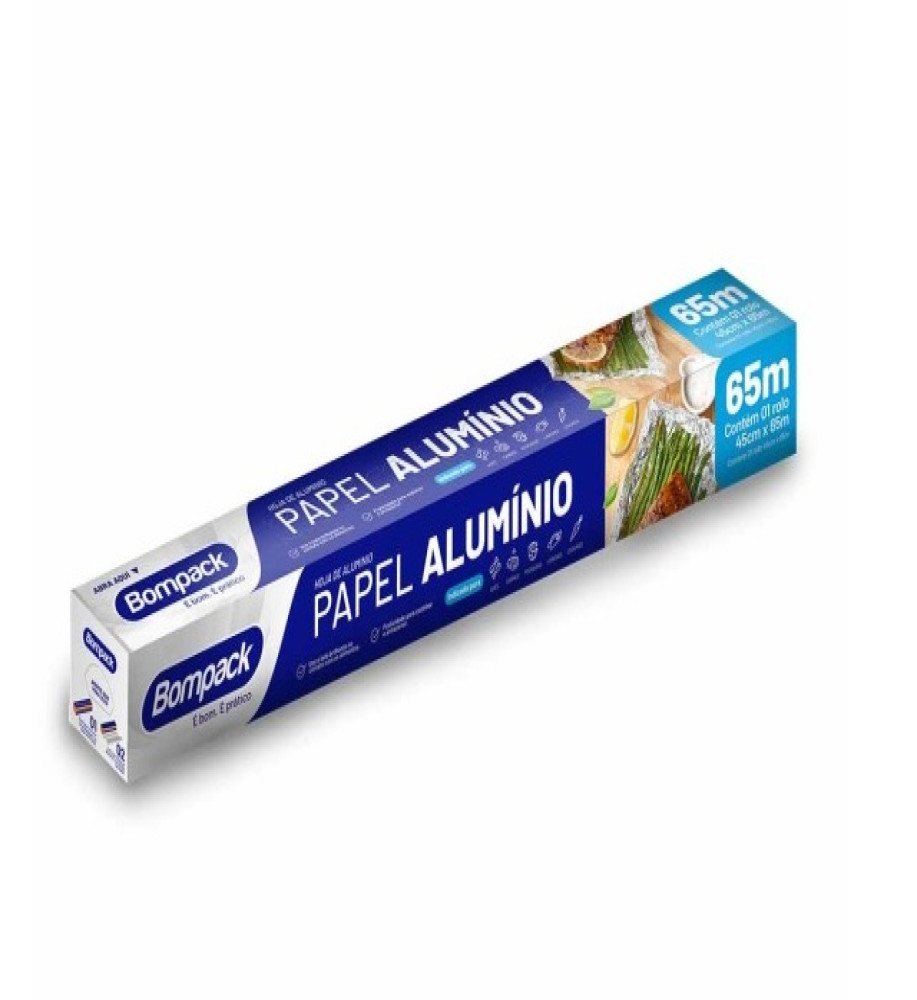 FOLHA ALUMINIO 45CMX65MT BOMPACK