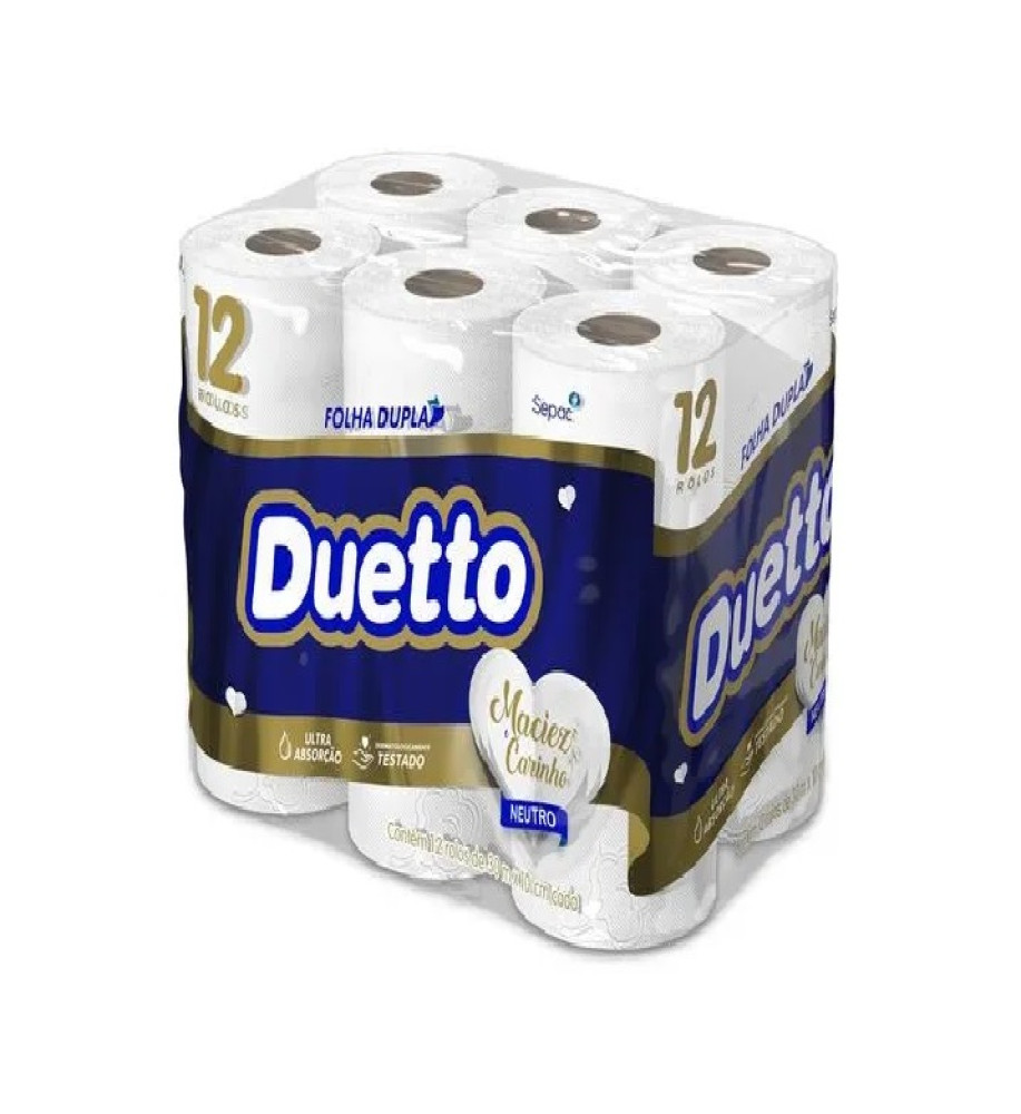 PAPEL HIGIENICO DUETTO FOLHA DUPLA 12X30MT