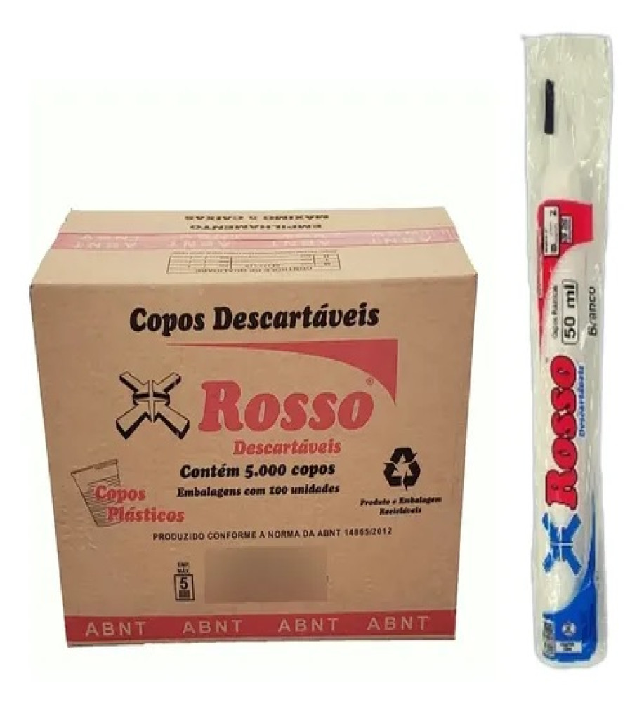 COPO DESCARTAVEL ROSSO BRANCO 50ML