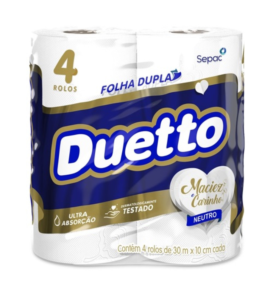 PAPEL HIGIÊNICO DUETTO 30MX10CM C/4