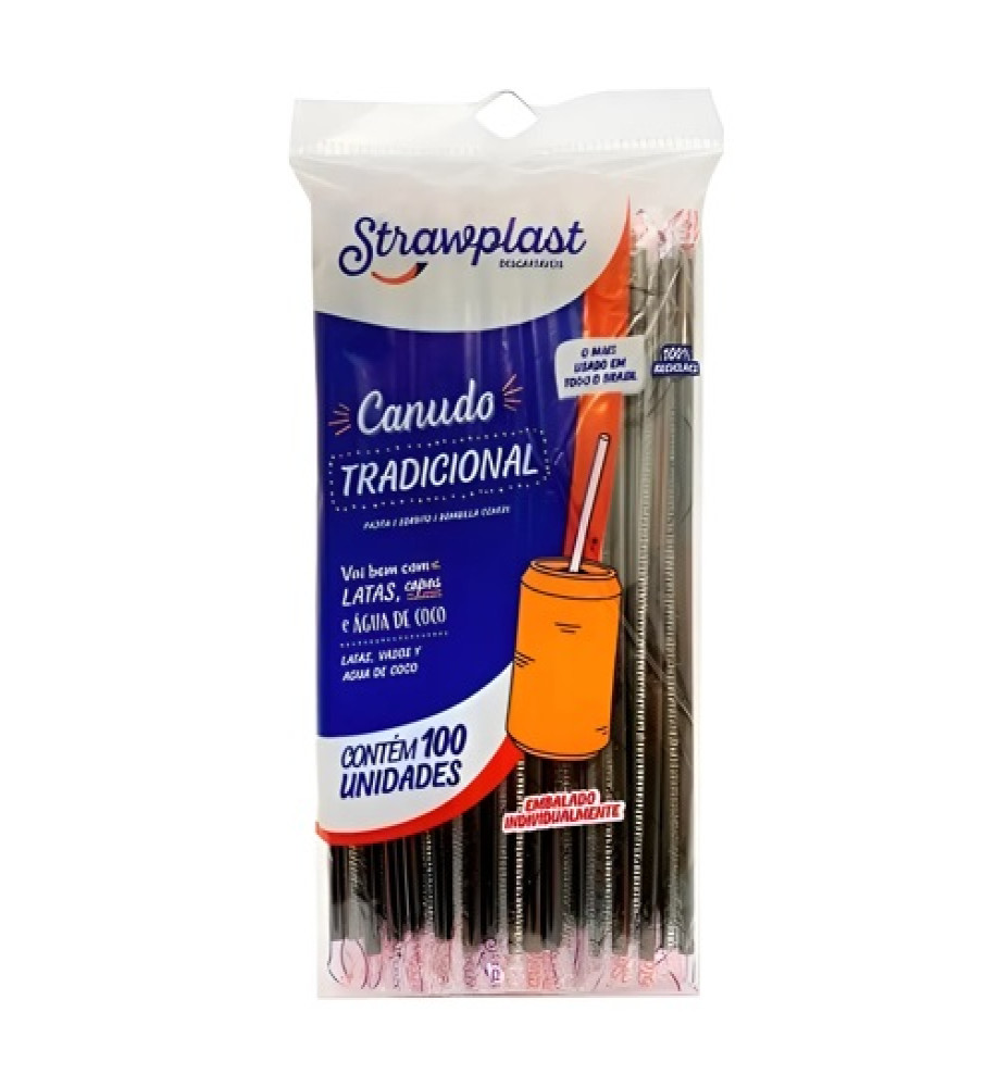 CANUDO STRAWPLAST TRADICIONAL 5MM PRETO C/100