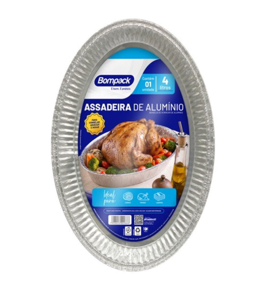 ASSADEIRA DE ALUMINIO OVAL BOMPACK 4LT