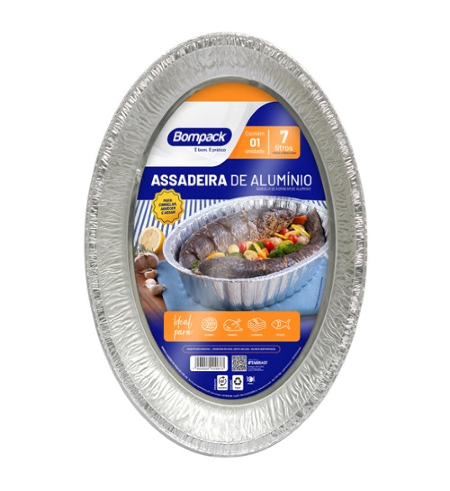 ASSADEIRA DE ALUMINIO OVAL BOMPACK 7LT