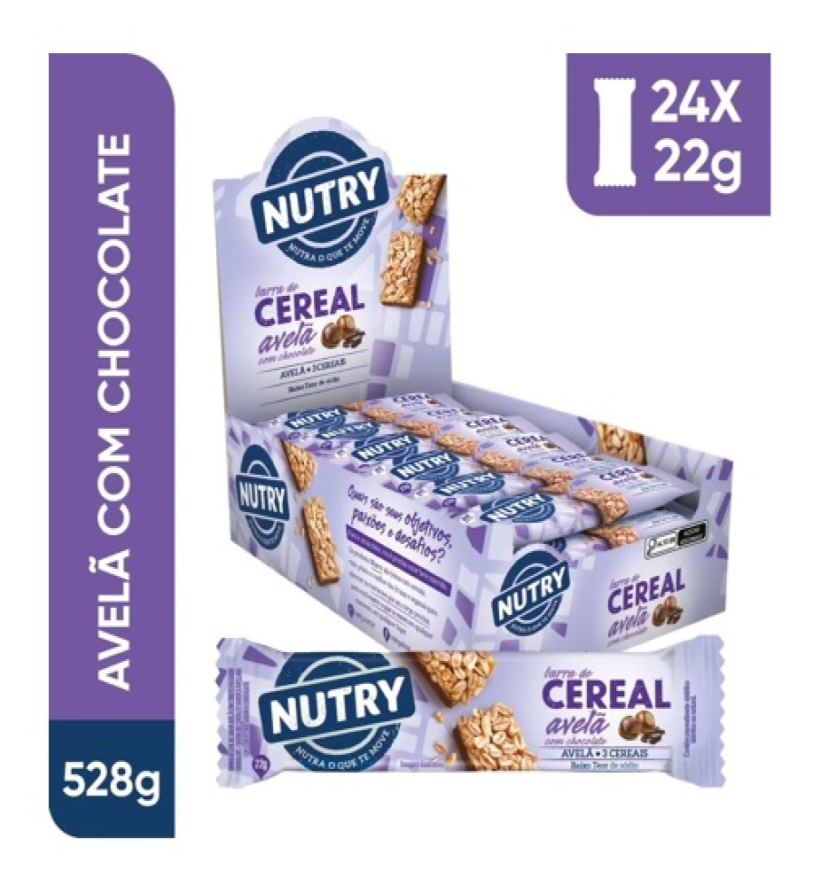 BARRA DE CEREAL NUTRY AVELÃ/CHOCOLATE C/24