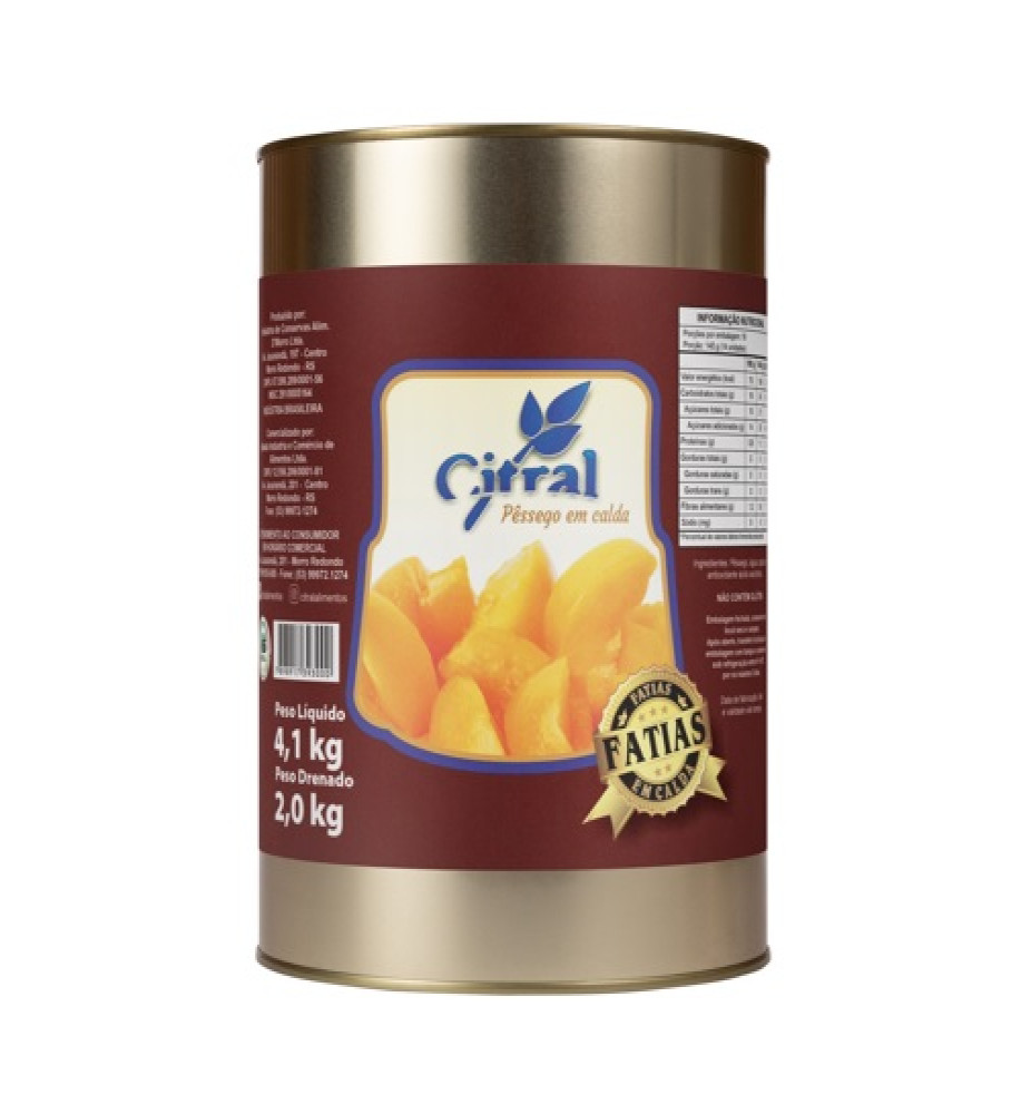 PÊSSEGO EM FATIAS CITRAL 4,1KG