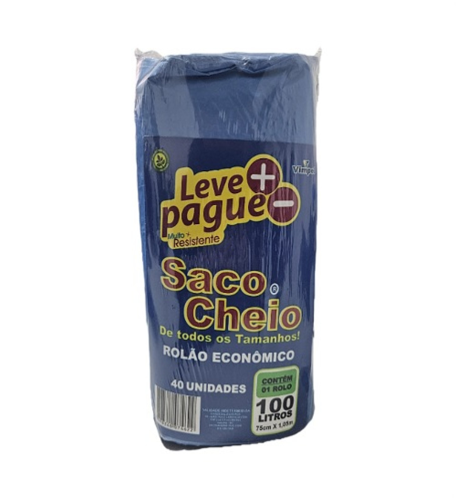 SACO DE LIXO SACO CHEIO 100L AZUL C/40