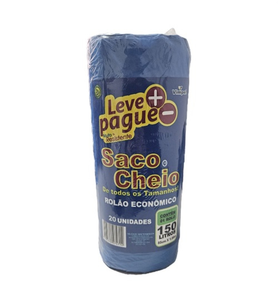 SACO DE LIXO SACO CHEIO 150L AZUL C/20